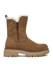 Clara Barson Botki CEO-WS6382-01 Brązowy. Brązowe botki damskie Clara Barson, z materiału, bez obcasa, na płaskiej podeszwie, bez zapięcia. Za 179.99 zł.