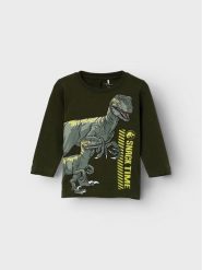 NAME IT Bluzka 13219778 Zielony Regular Fit. Zielone t-shirty i koszulki chłopięce Name it, bez wzorów, z bawełny, bez kołnierzyka, bez ramiączek. Za 89.99 zł.