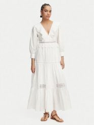 Luisa Spagnoli Sukienka letnia Processo 543230 Biały Regular Fit. Białe sukienki damskie Luisa Spagnoli, bez wzorów, z bawełny, bez ramiączek. Za 2,219.00 zł.