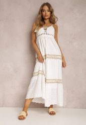 Biała Sukienka Ianina. Białe sukienki damskie Renee, bez wzorów, z bawełny, eleganckie, bez ramiączek. W wyprzedaży za 175.99 zł.