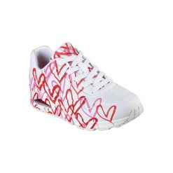 Buty sportowe Sneakersy damskie, Skechers Uno-Spread The Love. Białe obuwie sportowe casual damskie Skechers, z materiału, bez zapięcia, trekkingowe, Skechers Sport. Za 329.00 zł.