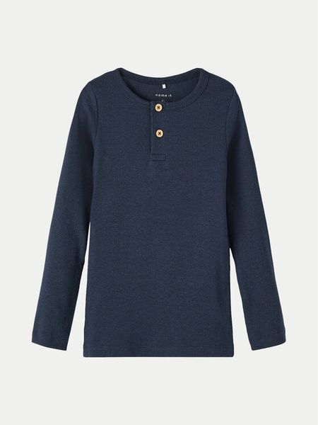 NAME IT Bluzka 13198045 Granatowy Regular Fit. Niebieskie t-shirty i koszulki chłopięce Name it, bez wzorów, z bawełny, bez kołnierzyka, bez ramiączek. Za 39.99 zł.