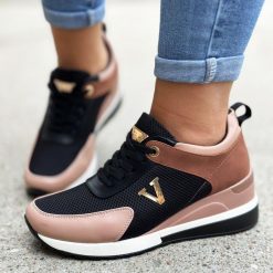 Różowe sneakersy półbuty damskie Potocki 10590. Czerwone obuwie sportowe damskie POTOCKI, ze skóry, bez zapięcia. Za 129.00 zł.