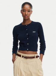 Tommy Jeans Kardigan Pointelle DW0DW22931 Granatowy Regular Fit. Niebieskie kardigany damskie Tommy Jeans, xs, bez wzorów, z jeansu. Za 449.99 zł.