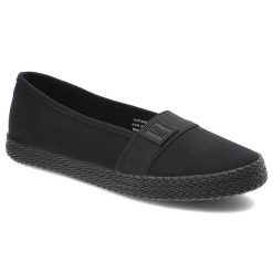 Czarne Tenisówki Big Star Wygodne Damskie Buty. Czarne obuwie sportowe damskie Big Star, na lato, z gumy, bez zapięcia, tenisowe. Za 99.00 zł.