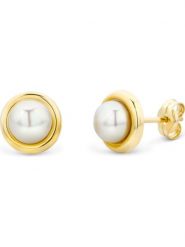 Revoni Złote kolczyki-wkrętki z perłami rozmiar: onesize. Białe kolczyki damskie Revoni, z perłą, złote. Za 382.99 zł.