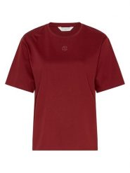 MOSS COPENHAGEN Koszulka w kolorze bordowym rozmiar: M/L. Czerwone koszulki damskie Moss Copenhagen, l, bez wzorów, z bawełny, bez kołnierzyka, bez ramiączek. Za 82.99 zł.