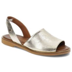 Złote Sandały Armodo Stylowe Buty Damskie. Żółte sandały damskie Armodo, bez wzorów, bez obcasa, bez zapięcia. Za 299.00 zł.