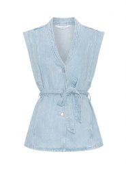 MOSS COPENHAGEN Kamizelka dżinsowa "Josephine Rue" w kolorze błękitnym rozmiar: XS/S. Niebieskie kamizelki damskie Moss Copenhagen, s, bez wzorów, bez kaptura. Za 184.02 zł.