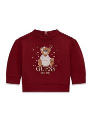 Guess Bluza K6BQ02 K5894 Bordowy Regular Fit. Czerwone bluzy dziewczęce Guess, z aplikacjami, z bawełny, bez ramiączek, bez kaptura. Za 174.99 zł.