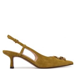 Czółenka Coccinelle. Zielone czółenka damskie Coccinelle, bez wzorów, bez obcasa. Za 899.99 zł.