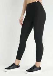 Czarne Legginsy z Gumką w Pasie Lecouno. Czarne legginsy damskie Born2be, s, z aplikacjami, z jeansu. Za 19.99 zł.