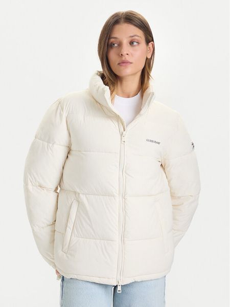 Guess Jeans Kurtka zimowa W4BL21 WGII2 Beżowy Regular Fit. Brązowe kurtki damskie Guess Jeans, na zimę, m, z aplikacjami, z jeansu, bez kaptura. Za 449.99 zł.