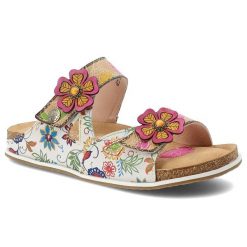 Klapki damskie Laura Vita, cholewka ze skóry naturalnej dwa regulowane paski na rzep wygodna podeszwa, beżowe, 32 AS318-32. Brązowe klapki damskie LAURA VITA, bez wzorów, ze skóry, bez obcasa, bez zapięcia. Za 319.00 zł.