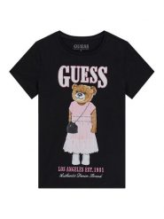 Guess T-Shirt J6RI10 K6YW4 Czarny Regular Fit. Czarne koszulki i t-shirty dziewczęce Guess, z aplikacjami, z bawełny, bez kołnierzyka, bez ramiączek. Za 115.00 zł.