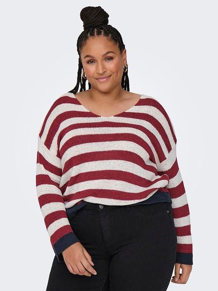 ONLY Carmakoma Sweter w kolorze czerwono-białym rozmiar: S-42/44. Białe swetry klasyczne damskie Only Carmakoma, s, ze splotem, bez kołnierzyka. Za 74.28 zł.