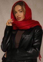 Bordowy Szalik Ozdobiony Frędzlami Esalirea. Czerwone szaliki damskie Renee, na jesień, bez wzorów. Za 44.99 zł.