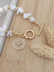 Nakkash Pozłacana bransoletka z kamieniami szlachetnymi rozmiar: onesize. Białe bransoletki damskie Nakkash, pozłacane. Za 100.99 zł.