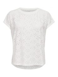 ONLY Koszulka "Smilla" w kolorze białym rozmiar: XL. Białe bluzki damskie Only, xl, bez wzorów, bez kołnierzyka, bez ramiączek. Za 56.95 zł.