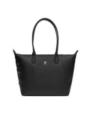 Tommy Hilfiger Torebka Popette Soft AW0AW17705 Czarny. Czarne shopper bag Tommy Hilfiger, bez wzorów, ze skóry, bez dodatków. Za 559.99 zł.