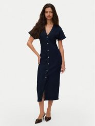 Vero Moda Sukienka jeansowa Sanni 10345708 Granatowy Slim Fit. Niebieskie sukienki damskie Vero Moda, bez wzorów, z bawełny, bez ramiączek. Za 229.99 zł.