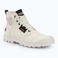 Trampki Palladium Pampa Hi Patch. Białe trampki damskie Palladium, bez wzorów, bez zapięcia. Za 289.99 zł.