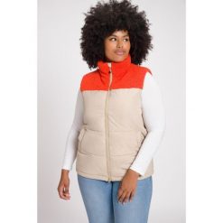 Damskie Pikowana kamizelka pluszowy polar stójka dwukierunkowy suwak. Brązowe kamizelki damskie Ulla Popken, plus size, bez wzorów, z materiału, bez kaptura. W wyprzedaży za 343.99 zł.