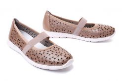 RIEKER REMONTE R7100-31 rose, baleriny damskie. Żółte balerinki damskie Rieker Remonte, w ażurowe wzory, z gumy. Za 139.95 zł.