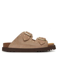 Klapki Scholl. Brązowe klapki damskie Scholl, bez wzorów, bez obcasa, bez zapięcia. Za 319.99 zł.