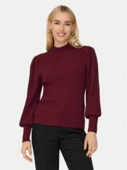 ONLY Sweter Katia 15232494 Bordowy Regular Fit. Czerwone swetry klasyczne damskie Only, m, z syntetyku, bez kołnierzyka. Za 139.99 zł.