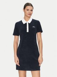 Guess Sukienka codzienna V5GK01 KCQV1 Granatowy Regular Fit. Niebieskie sukienki damskie Guess, z aplikacjami, z bawełny, bez ramiączek. Za 199.99 zł.