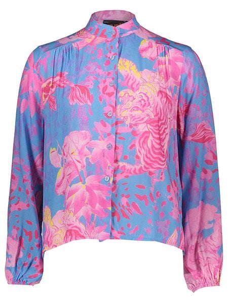 Miss goodlife Bluzka w kolorze niebiesko-różowym rozmiar: L. Niebieskie bluzki damskie miss goodlife, l, bez wzorów, z wiskozy, bez kołnierzyka, bez ramiączek. Za 127.65 zł.