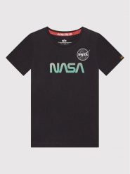 Alpha Industries T-Shirt Nasa Rainbow Reflective 198718RR Czarny Regular Fit. Czarne t-shirty i koszulki chłopięce Alpha Industries, bez wzorów, z bawełny, bez kołnierzyka, bez ramiączek. Za 169.99 zł.