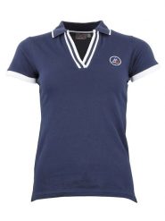 Peak Mountain Koszulka polo w kolorze granatowym rozmiar: M. Niebieskie bluzki damskie Peak Mountain, m, bez wzorów, bez kołnierzyka, bez ramiączek. Za 114.17 zł.