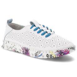 Półbuty damskie Vinceza, cholewka ze skóry naturalnej z perforacją zapewniającą przewiewność klasyczne wiązanie w kontrastowym kolorze, białe, 102656. Białe półbuty damskie VINCEZA, bez wzorów, ze skóry, bez obcasa, bez zapięcia. Za 159.00 zł.