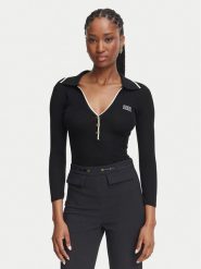 Elisabetta Franchi Bluzka MK-17B-66E2-V300 Czarny Slim Fit. Czarne bluzki damskie Elisabetta Franchi, bez wzorów, bez kołnierzyka, bez ramiączek. Za 1,289.00 zł.