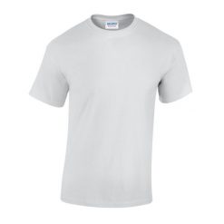 Ciężka Bawełniana Koszulka Unisex Dla Dorosłych. Białe bluzki damskie GILDAN, xl, bez wzorów, z bawełny, sportowe, bez kołnierzyka, bez ramiączek. Za 27.99 zł.