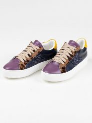 Anna Morellini Skórzane sneakersy "Torecia" w kolorze granatowo-fioletowym rozmiar: 37. Niebieskie obuwie sportowe damskie Anna Morellini, bez zapięcia. Za 294.28 zł.