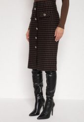 Czarna Ołówkowa Tweedowa Spódnica w Kraciasty Wzór z Guzikami Anitusa. Czarne spódnice damskie Born2be, na co dzień, m, bez wzorów, z jeansu, eleganckie, midi. Za 79.99 zł.