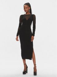 Pinko Sukienka dzianinowa Bergamotto 103019 A1KX Czarny Slim Fit. Czarne sukienki damskie Pinko, bez wzorów, z dzianiny, bez ramiączek. Za 429.99 zł.