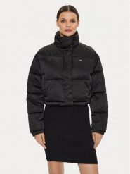 Tommy Jeans Kurtka zimowa Satin DW0DW18292 Czarny Regular Fit. Czarne kurtki damskie Tommy Jeans, na zimę, xl, bez wzorów, z jeansu, bez kaptura. Za 589.99 zł.