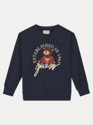 Guess Bluza H5RJ01 KAD74 Granatowy Regular Fit. Niebieskie bluzy dziewczęce Guess, z aplikacjami, z bawełny, bez ramiączek, bez kaptura. Za 249.99 zł.