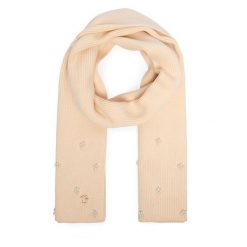 Szalik Guess. Brązowe szaliki damskie Guess, z aplikacjami. Za 234.99 zł.