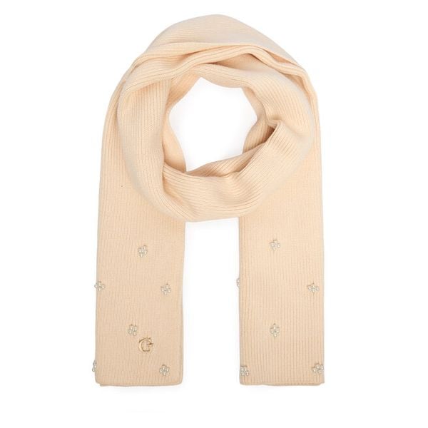 Szalik Guess. Brązowe szaliki damskie Guess, z aplikacjami. Za 234.99 zł.