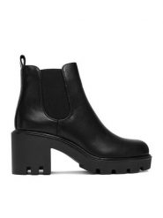 DeeZee Botki 240129-2 Czarny. Czarne botki damskie DeeZee, z materiału, bez obcasa, na słupku, bez zapięcia. Za 189.99 zł.