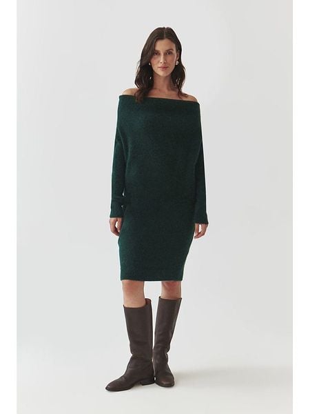 TATUUM Sukienka dzianinowa w kolorze ciemnozielonym rozmiar: M. Zielone sukienki damskie TATUUM, bez wzorów, z dzianiny, bez ramiączek. Za 187.07 zł.
