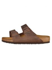Birkenstock Skórzane klapki "Arizona" w kolorze brązowym rozmiar: 45. Brązowe klapki damskie Birkenstock, bez wzorów, bez obcasa, bez zapięcia. Za 461.45 zł.