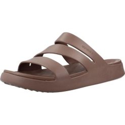 Sandały CROCS 209587C Brązowy. Brązowe sandały damskie Crocs, bez wzorów, z materiału, bez obcasa, bez zapięcia. Za 188.99 zł.