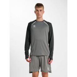 Dżersej z długim rękawem Hummel Lead 2.0. Szare swetry klasyczne damskie Hummel, z dżerseju, bez kołnierzyka. Za 204.50 zł.