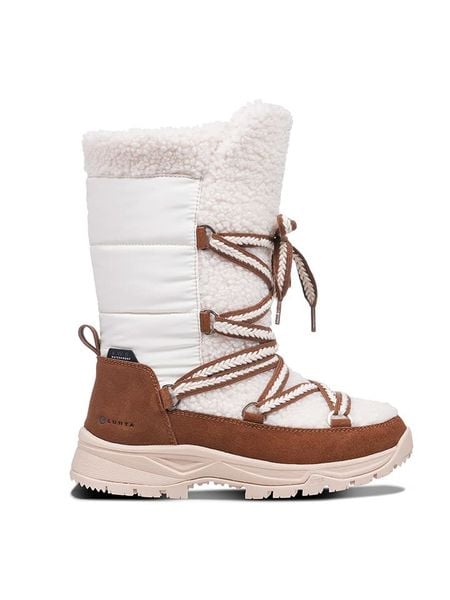 LUHTA Kozaki zimowe "Upea" w kolorze biało-brązowym rozmiar: 36. Białe kozaki damskie Luhta, na zimę, z materiału, bez obcasa, bez zapięcia. Za 340.18 zł.